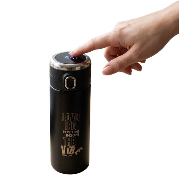 420 ml Bounce thermal mug with thermometer - Black
