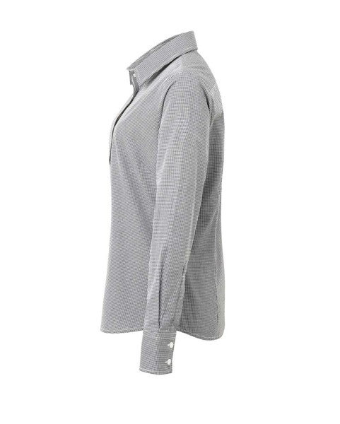 Women's Long Sleeve Gingham Microcheck Shirt - Black / White / 3XL