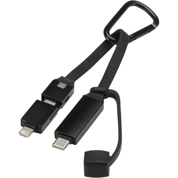 Algieba 65W 3-in-1 recycled aluminium charging cable with carabiner