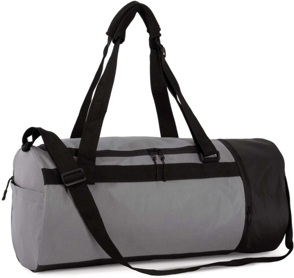 Tubular Sports Bag With Separate Shoe Compartment - Dark Cool Grey / Black