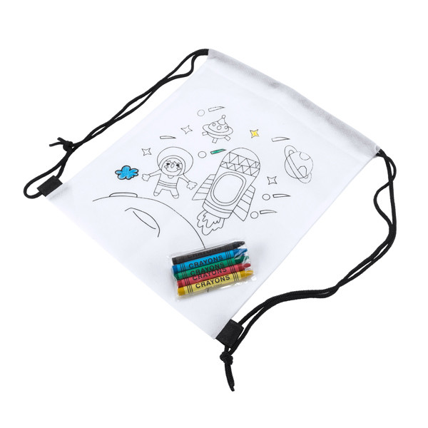 Personalized kids drawstring backpack in non-woven with coloring design