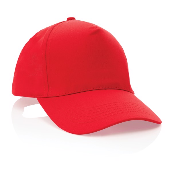 Impact 5 panel 190gr ανακυκλωμένο βαμβακερό καπέλο με AWARE™ ιχνηλάτη - Red