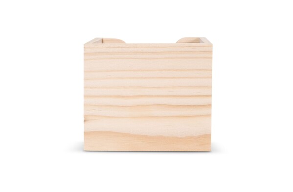 Paper pad 10x10x8.5cm in wooden cube box - Nature