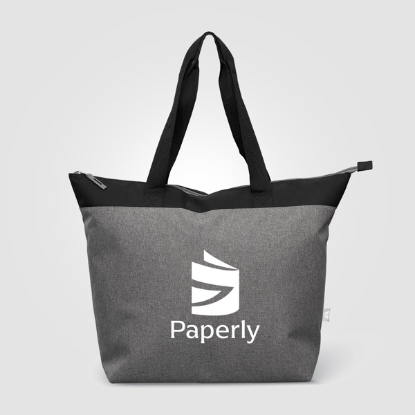 Metropolis 600D Recycled Polyester Zippered 44-can Cooler Tote Bag - 20L - Grey / Silkscreen