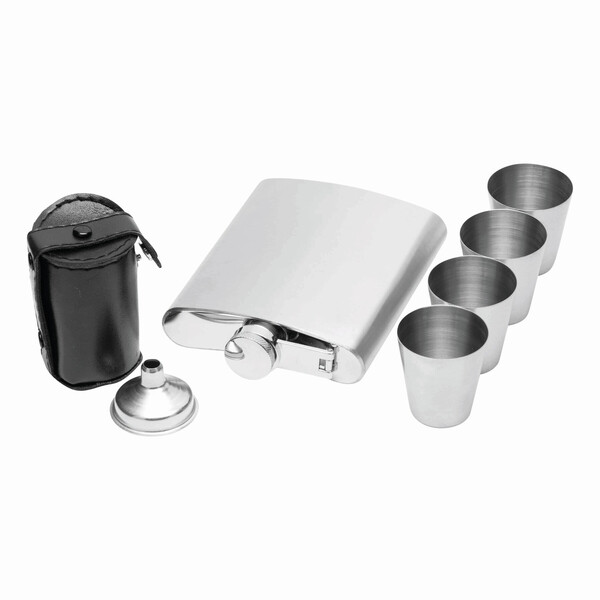 7 Piece Stainless Steel Hip Flask Set Gentleman