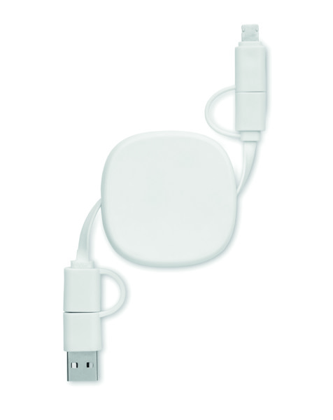 60W retractable charging cable Linea - White