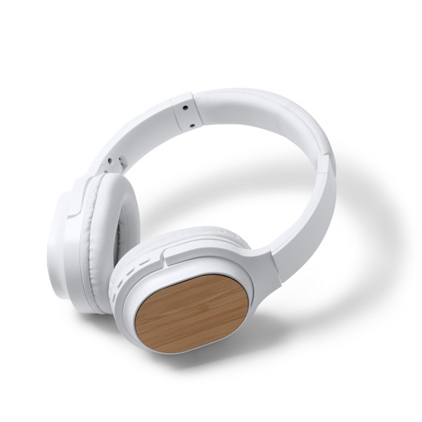 Wireless headphones personalised in recycled ABS and bamboo with Bluetooth and built-in microphone