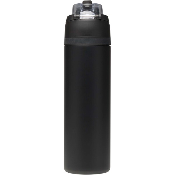 Theron 800 ml RCS recycled single wall stainless steel water bottle with dual function lid - Black