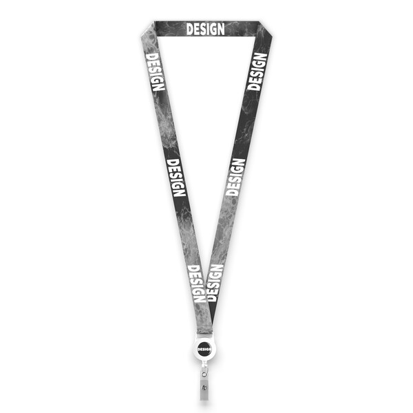 Polyester Sublimation Lanyard mit Ausweishalter - Full Color / Weiß / 15mm Breite