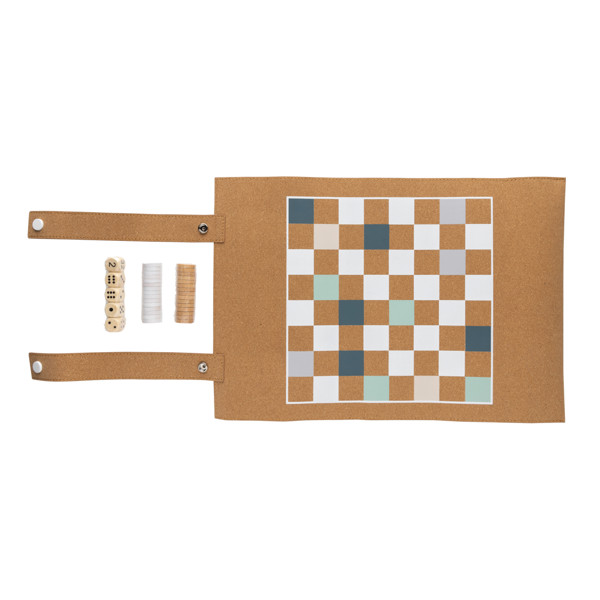 XD - Britton cork foldable backgammon and checkers game set