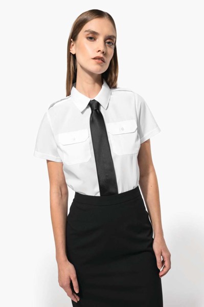 Ladies’ Short-Sleeved Pilot Shirt - White / S