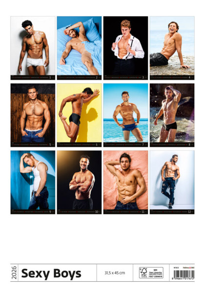 Nástěnný kalendář Sexy Boys 2026