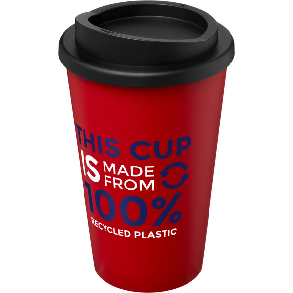 Bicchiere termico riciclato Americano® da 350 ml - Rosso / Nero