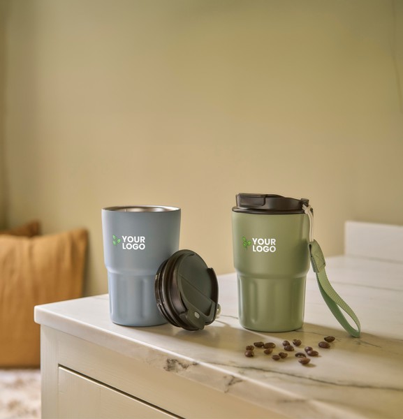 Caneca de parede dupla de aço inoxidável Louisa - cinzento