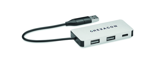 Hub USB a 3 porte Hub-C - Argento