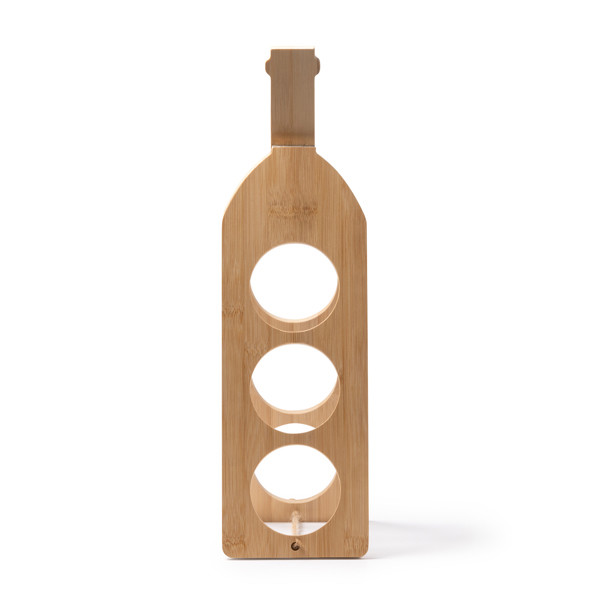 Botellero plegable personalizado de bambú para 3 botellas