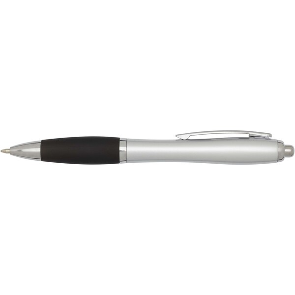 Nash RCS recycled plastic ballpoint pen with silver barrel and coloured grip (black ink) - Black
