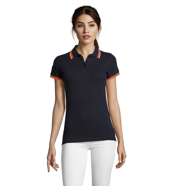 PASADENA pólo mulher 200g Pasadena Women - French Navy / Laranja NéonXL