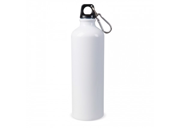 Water bottle aluminum with carabiner 750ml - White