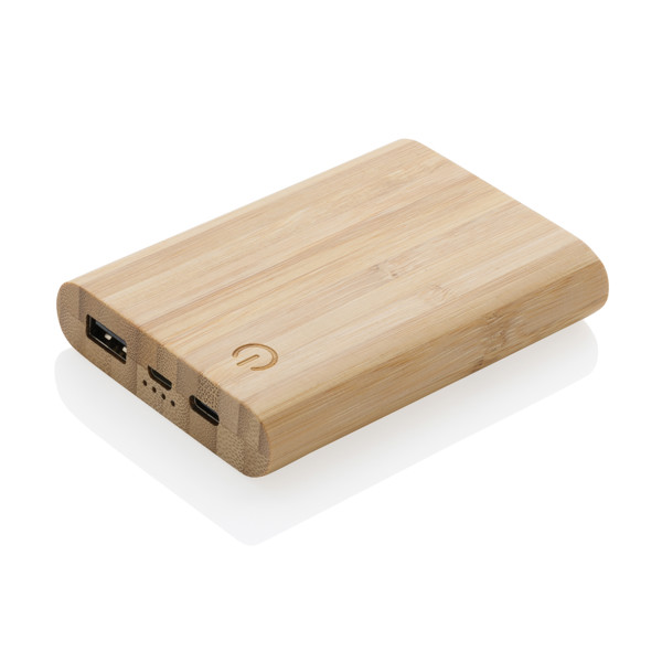5.000 mAh powerbank i bambus, brun
