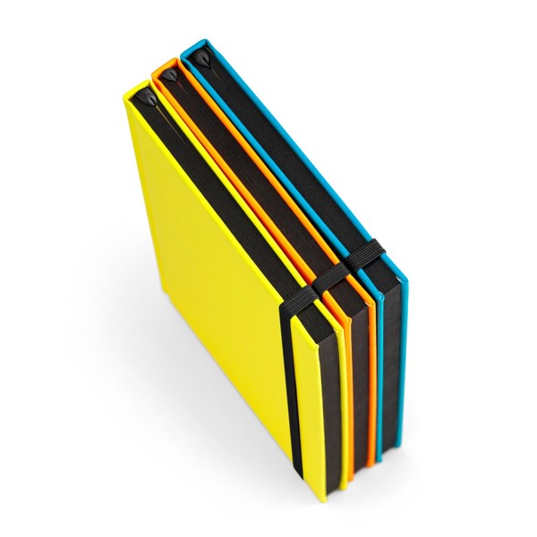 WATTERS. Bloco de notas A5 em PU fluorescente com folhas pautadas - Amarelo