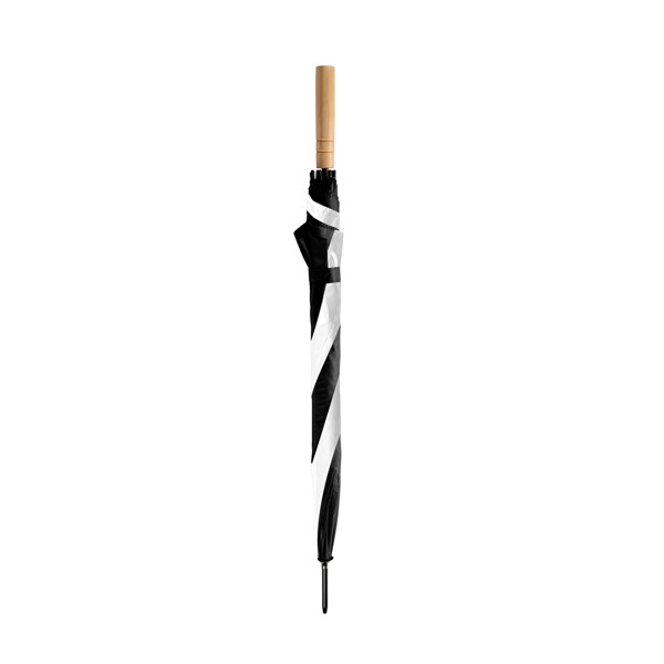 Paraguas Automático Mango de Madera Personalizable Blanco/Negro
