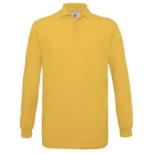 Polo B&C Safran Manga Comprida 180G - 100% Algodão - Preto / XL