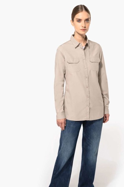 Ladies' Long-Sleeved Safari Shirt - White / XL