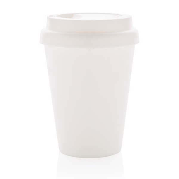 Reusable double wall coffee cup 300ml - White