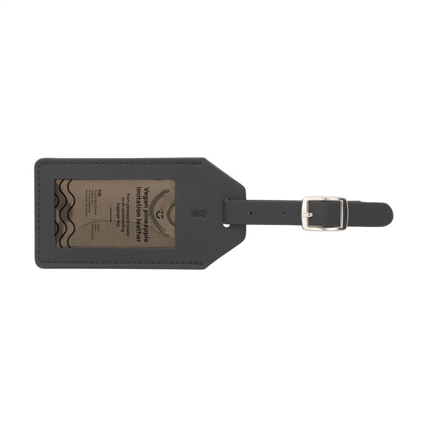 Vegan Pineapple Leather Luggage Tag - Black