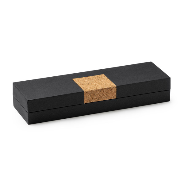 Personalised roller pen set in cork and metal with padded case