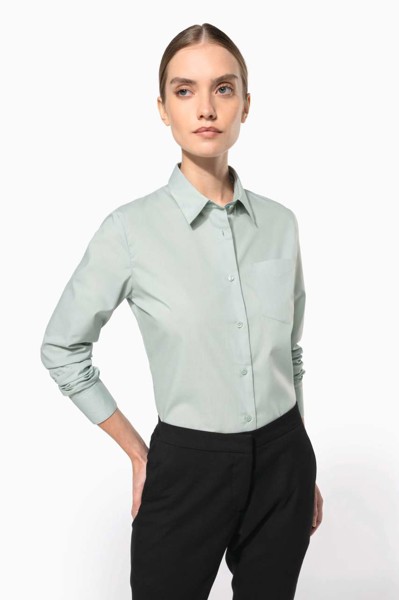 Jessica - Ladies' Long-Sleeved Shirt - Marl Storm Grey / 4XL