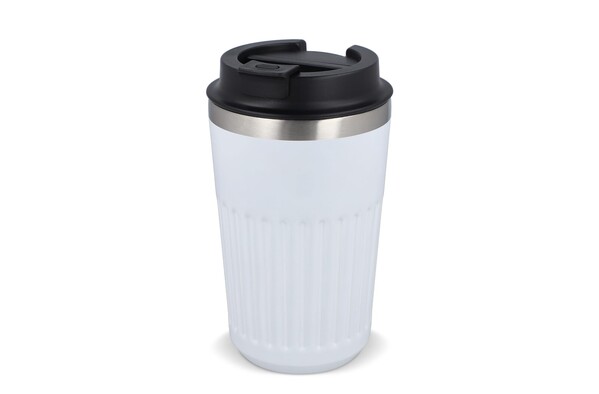 Thermos à café à emporter en acier inoxydable recyclé, 400 ml - Blanc
