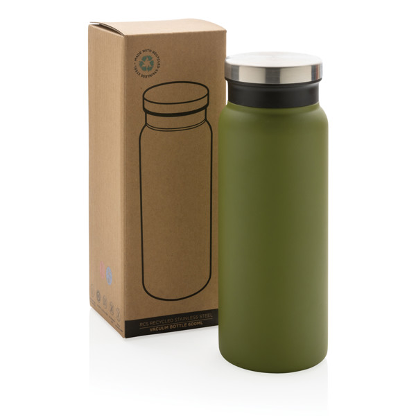 Termo fľaša z RCS recyklovanej ocele 600ml - Zelená