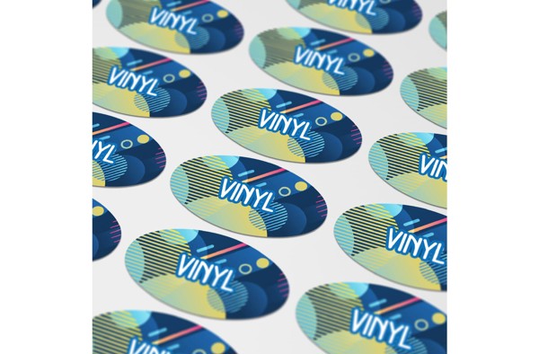 Vinyl Sticker Oval 60x35mm - White