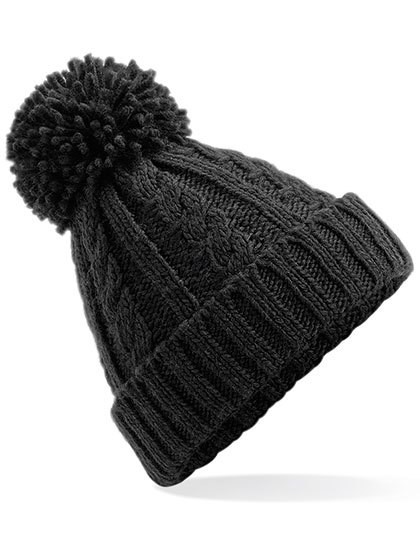 Cable Knit Melange Beanie - Black / One Size