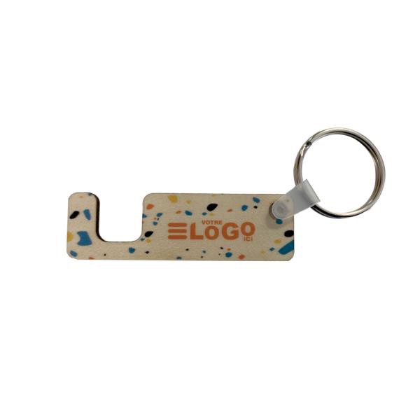 Wooden phone holder key ring - France