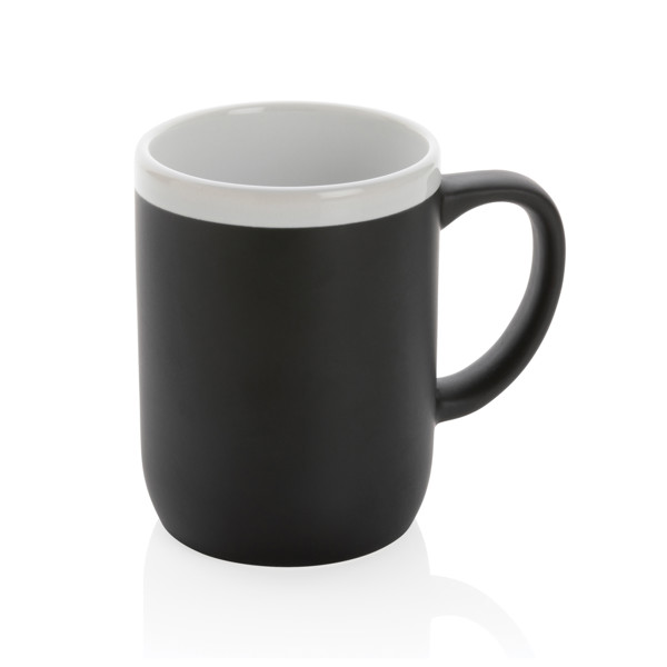 Ceramic mug with white rim 300ml - Black / White