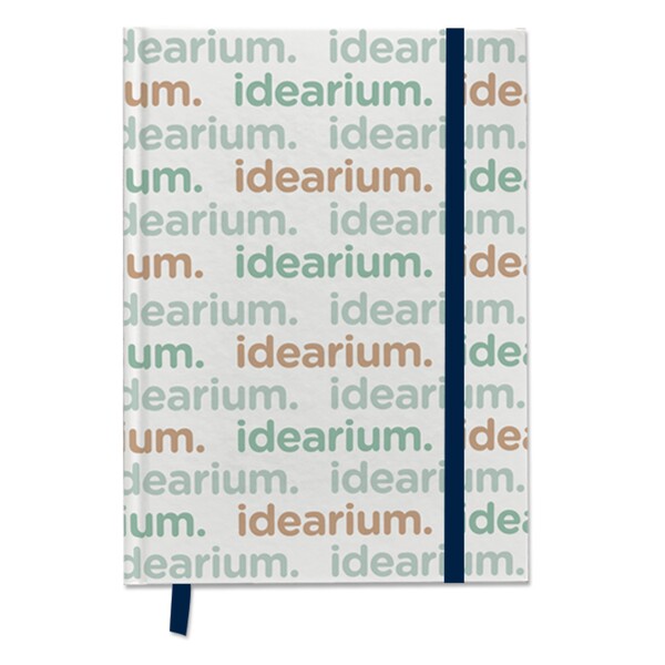 Bloco de capa dura em papel A5 com folhas impressas com o seu desenho - Cor integral / Azul-marinho profundo / Azul-marinho profundo