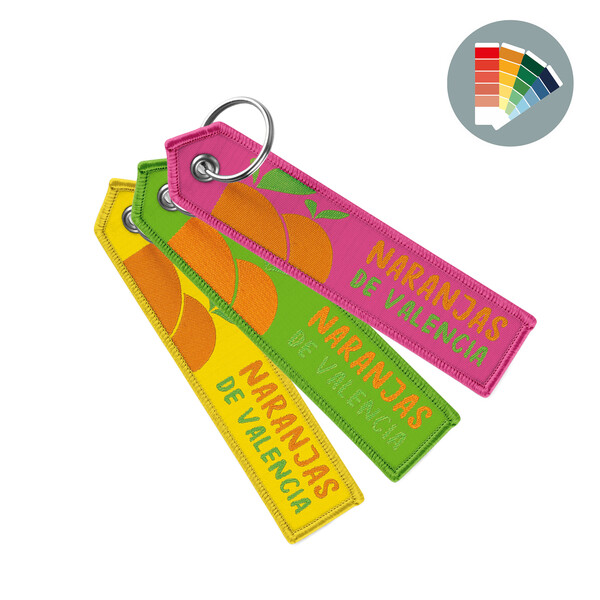 Woven key tag with triangular shaped end - Own PMS