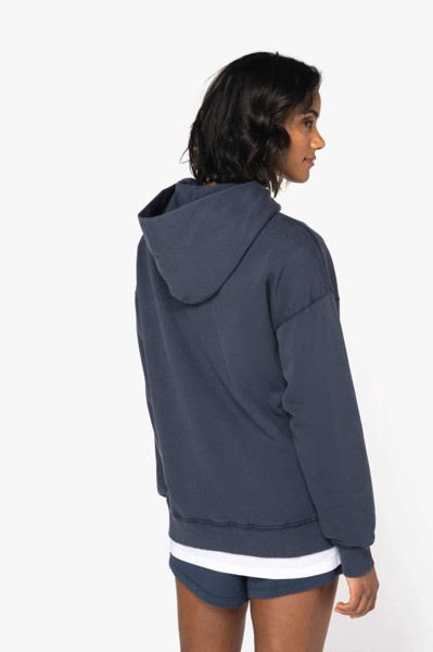 Unisex Washed Effect Oversize Hooded Sweatshirt - Washed Black / 2XL