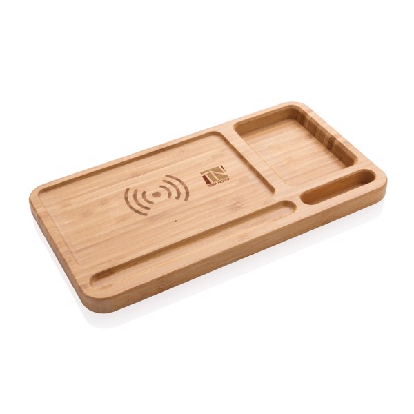 XD - Bamboo desk organiser 5W wireless charger