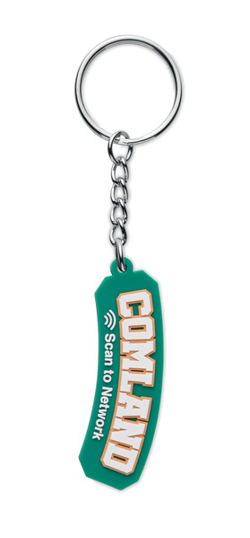 Porta-chaves NFC em borracha PVC personalizado com um logótipo de uma face - 50mm / K1 - Argola / Envolto em papel tissue / Só de leitura
