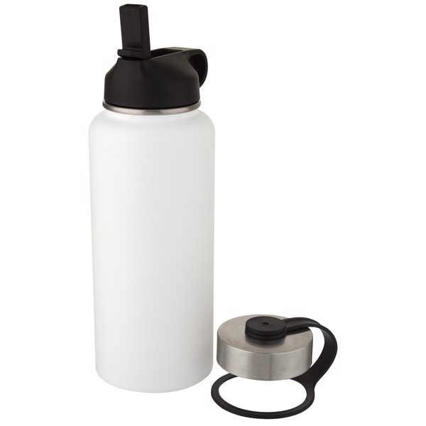 Garrafa desportiva com isolamento a vácuo em cobre de 1 L com 2 tampas "Supra" - Branco