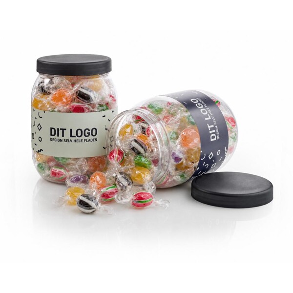 Store slikbøtter med låg og logolabel i 1-4 farver - Candy competition mix