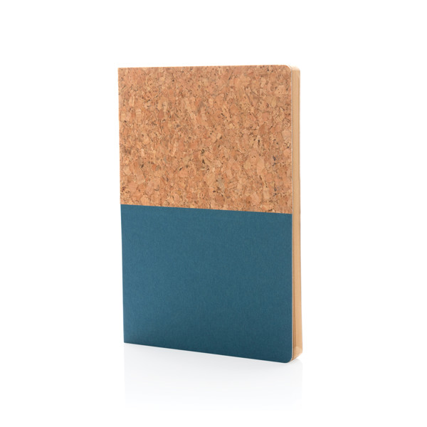 Carnet A5 à couverture en kraft et en liège - Bleu