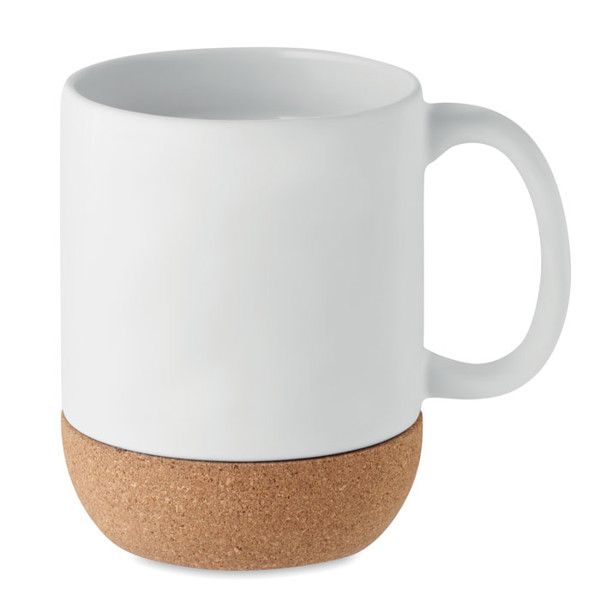 Matt ceramic cork mug 300 ml - White