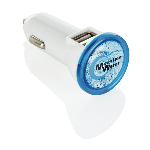 Double chargeur allume-cigare USB 2.1A - Bleu / Blanc