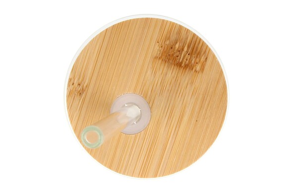 Glass with bamboo lid & straw 450 ml
