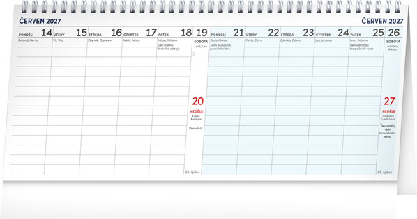 Notique Stolní Kalendář Pracovní 2027 – 14Denní, 33 x 14,5 cm